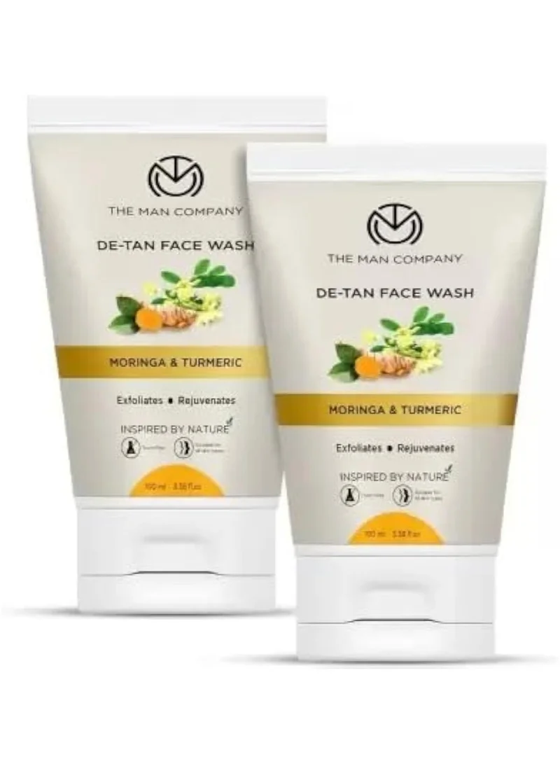 The Man Company  De Tan Face Wash for Men with Turmeric & Moringa | Tan Removal, Oil Control & Anti-Pollution | Unclog Pores | Deep Cleansing | Blackheads Removal - 100ml, Pack of 2 for Men | Best Price UAE