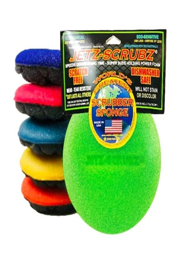 Jetz-Scrubz Fashion Rainbow Classic Round Kitchen Scrubber Sponges, Set of 6 - Image 2