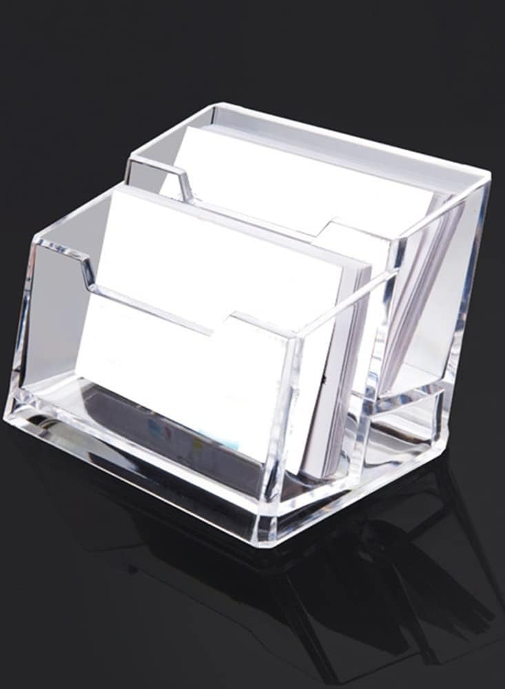 Rubik حامل بطاقات الأعمال الأكريليكي الشفاف، قسمين، سعة 120 بطاقة للمعارض والمؤتمرات - Image 1