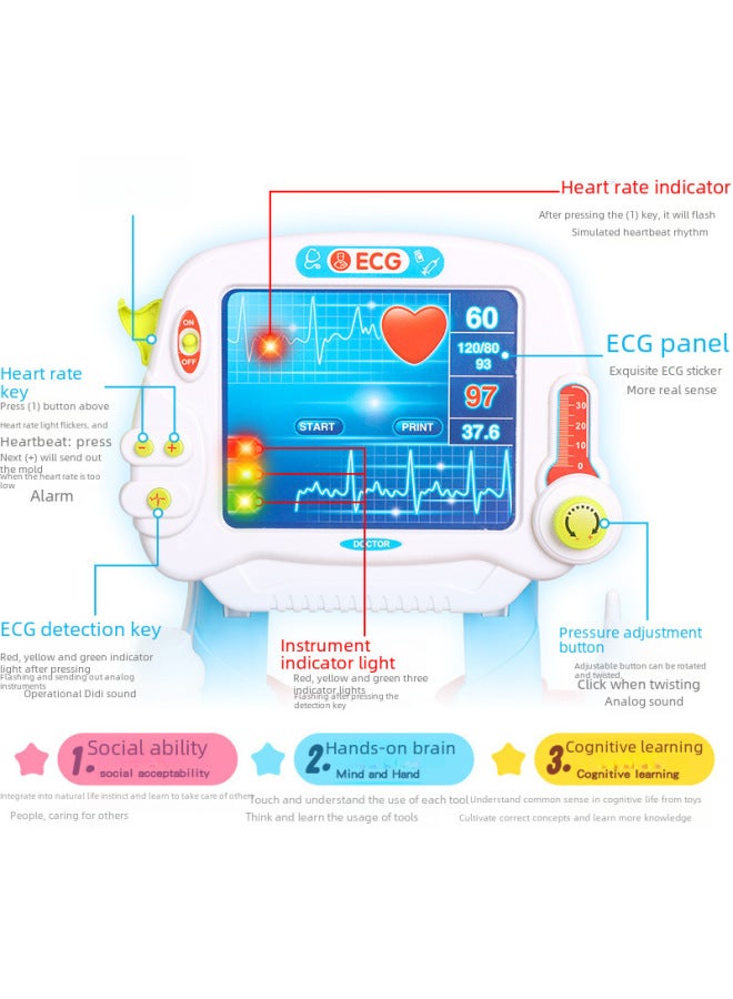 Toy/medical Instrument Toy - Cute Bear Stethoscope For Kids To Play Doctor - Educational Fun Pretend Play Tool-Color:66087 With Light Sound 1.4kg - Image 5