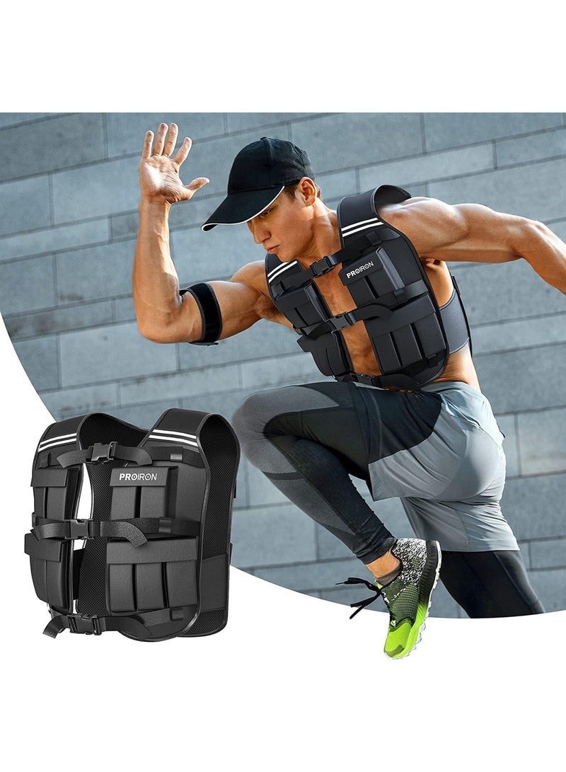 rayihni PROIRON Adjustable Weighted Vest, 20 Weight Packs, Weight Jacket Men Women with Reflective Stripe for Running Strength Training Workout Jogging Walking Home Gym Fitness Cardio Weight Loss, Black - Image 3