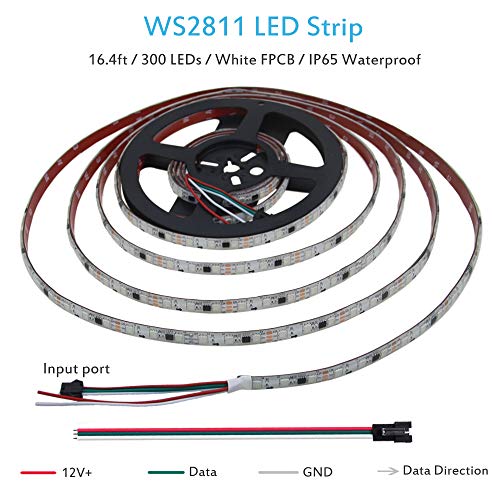 ALITOVE WS2811 Addressable RGB LED Strip 12V Programmable LED Pixel Strip Lights 16.4ft 300 LEDs Dream Color Digital LED Flexible Rope Light Waterproof IP65 with 3M VHB Heavy Duty Self-Adhesive Back - Image 2