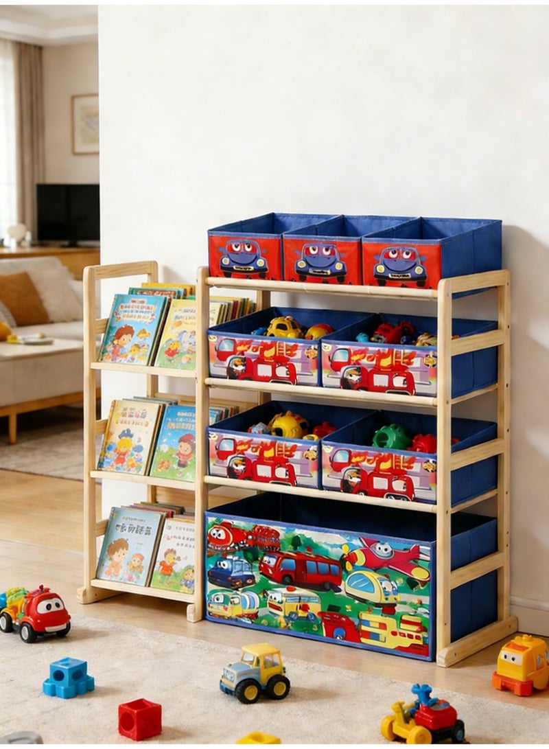 Leon Home Children's Toy Storage Rack | Large Children's Toy Box | 4-Tier Children's Toy Organizer | With 8 storage boxes and 3 independent storage shelves, suitable for the living room and bedroom. - Image 1