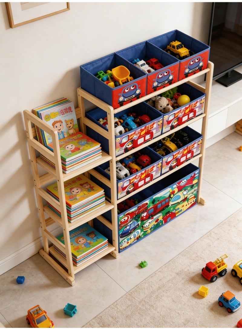 Leon Home Children's Toy Storage Rack | Large Children's Toy Box | 4-Tier Children's Toy Organizer | With 8 storage boxes and 3 independent storage shelves, suitable for the living room and bedroom. - Image 3