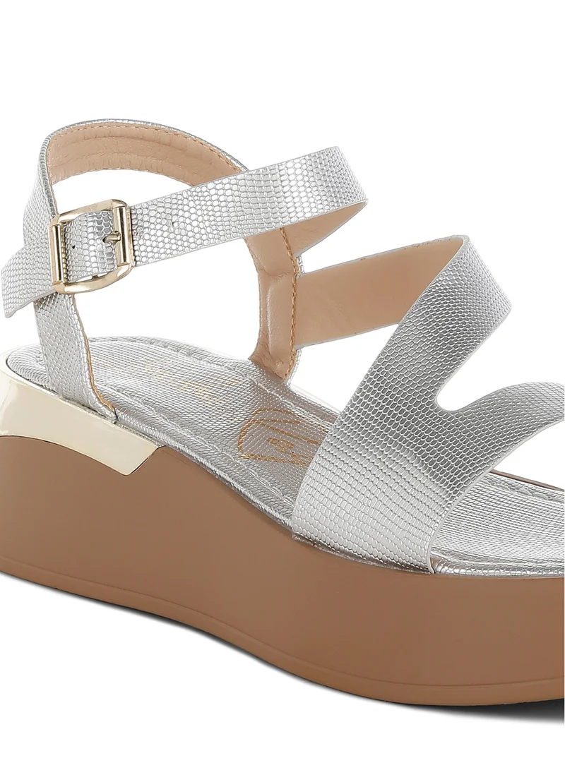 London Rag Chunky Flatform Sandals in Silver