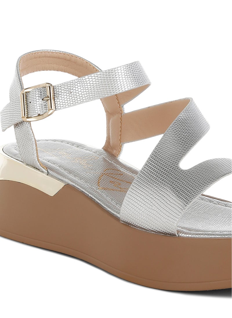 London Rag Chunky Flatform Sandals in Silver  - Image 5