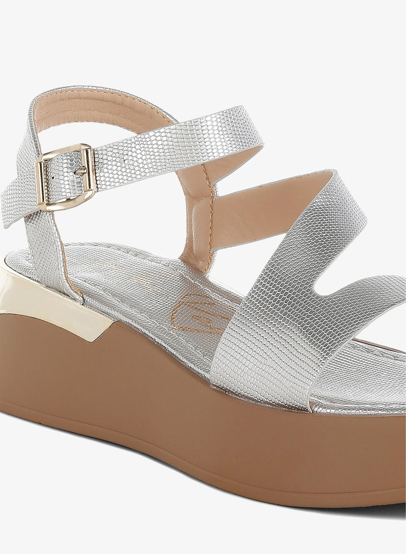 London Rag Chunky Flatform Sandals in Silver - Image 5