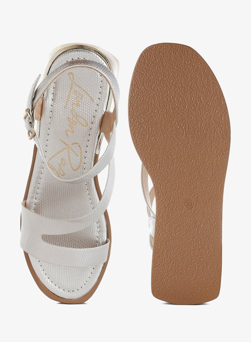 London Rag Chunky Flatform Sandals in Silver - Image 4