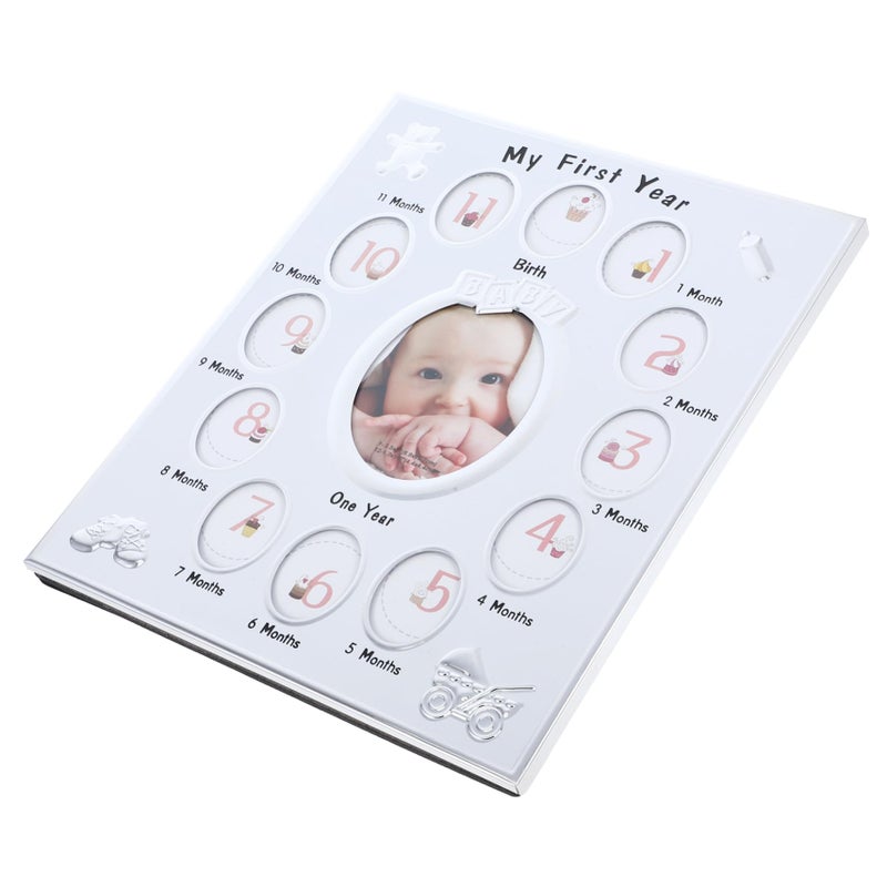 White Baby Milestone Photo Frame Cartoon Design Growth Record Display Rack - Image 2