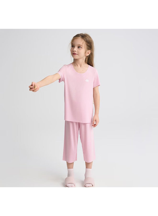 Aimer Kids Kids' Moisture Wicking Antibacterial Mesh Home Sleepwear Set Girls' Sleepwear - Sweet Dreams Pink 130 - Image 1