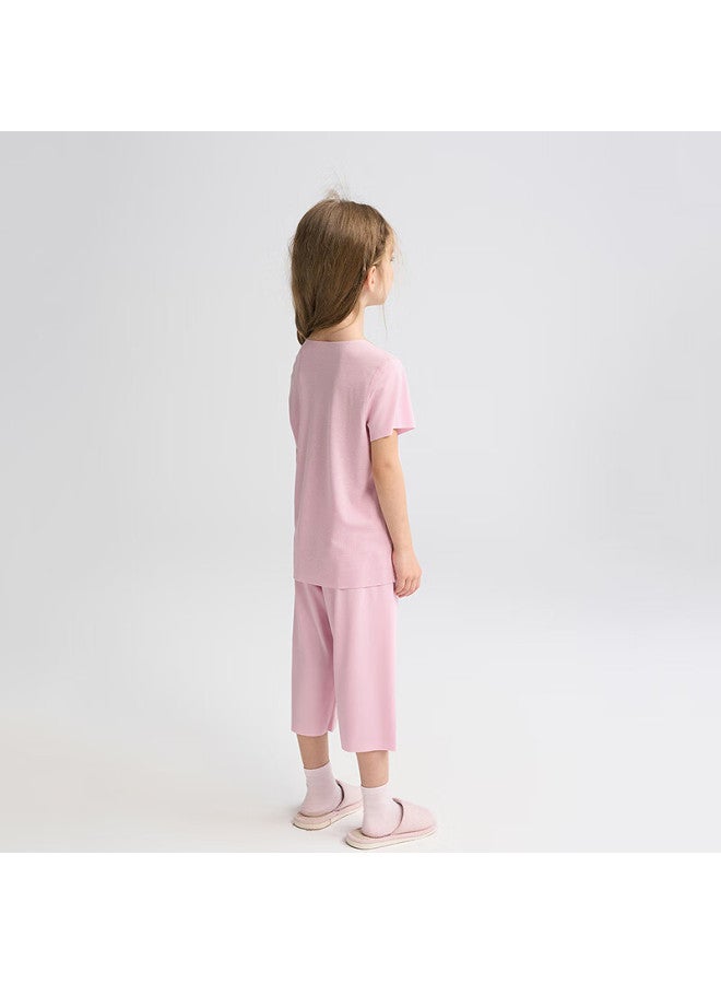 Aimer Kids Kids' Moisture Wicking Antibacterial Mesh Home Sleepwear Set Girls' Sleepwear - Sweet Dreams Pink 130 - Image 3