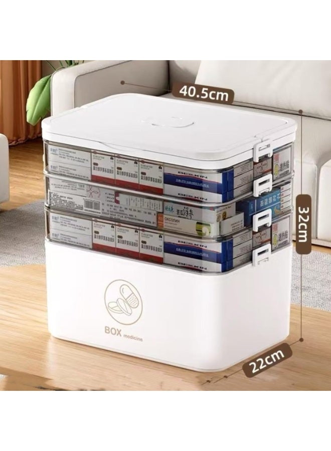Beauenty 4-Tier Medicine Organizer with Pill Box and Handle, Portable Large Capacity Medicine Storage Organizer with Moisture-Proof, Empty First Aid Box for Home, Dorm, Office, Travel - Image 2