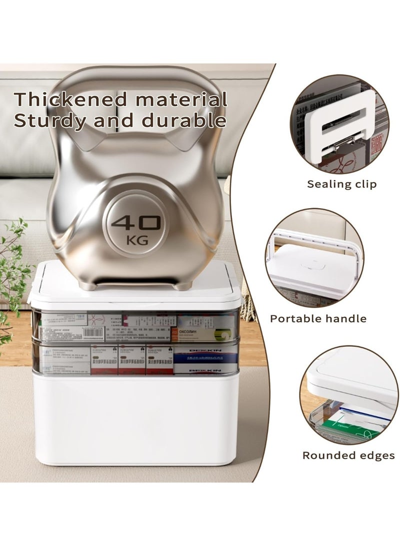 Beauenty 4-Tier Medicine Organizer with Pill Box and Handle, Portable Large Capacity Medicine Storage Organizer with Moisture-Proof, Empty First Aid Box for Home, Dorm, Office, Travel - Image 3