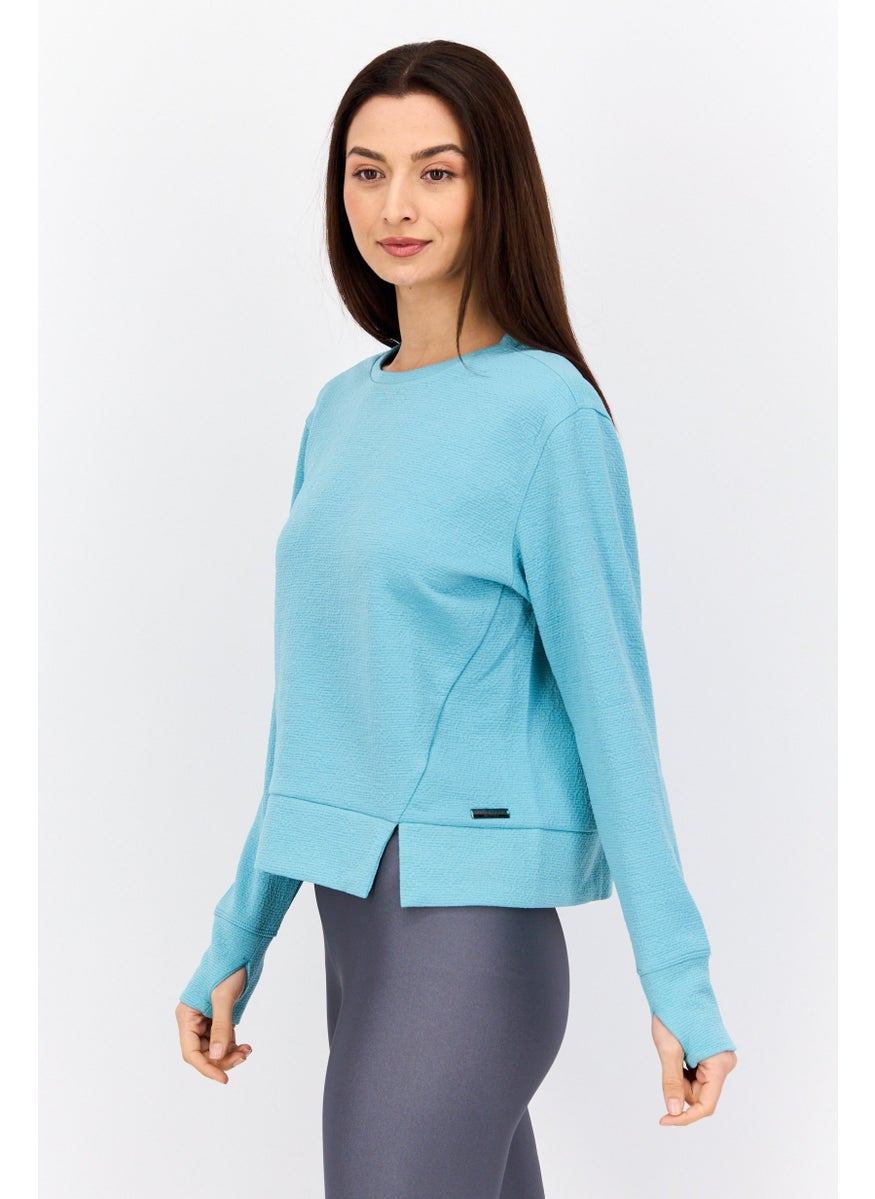 NINE WEST Women Sportswear Fit Long Sleeve Training Top, Turquoise  - Image 4