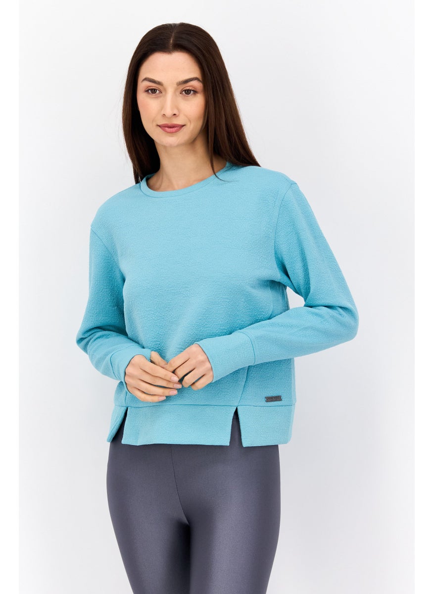 NINE WEST Women Sportswear Fit Long Sleeve Training Top, Turquoise  - Image 1