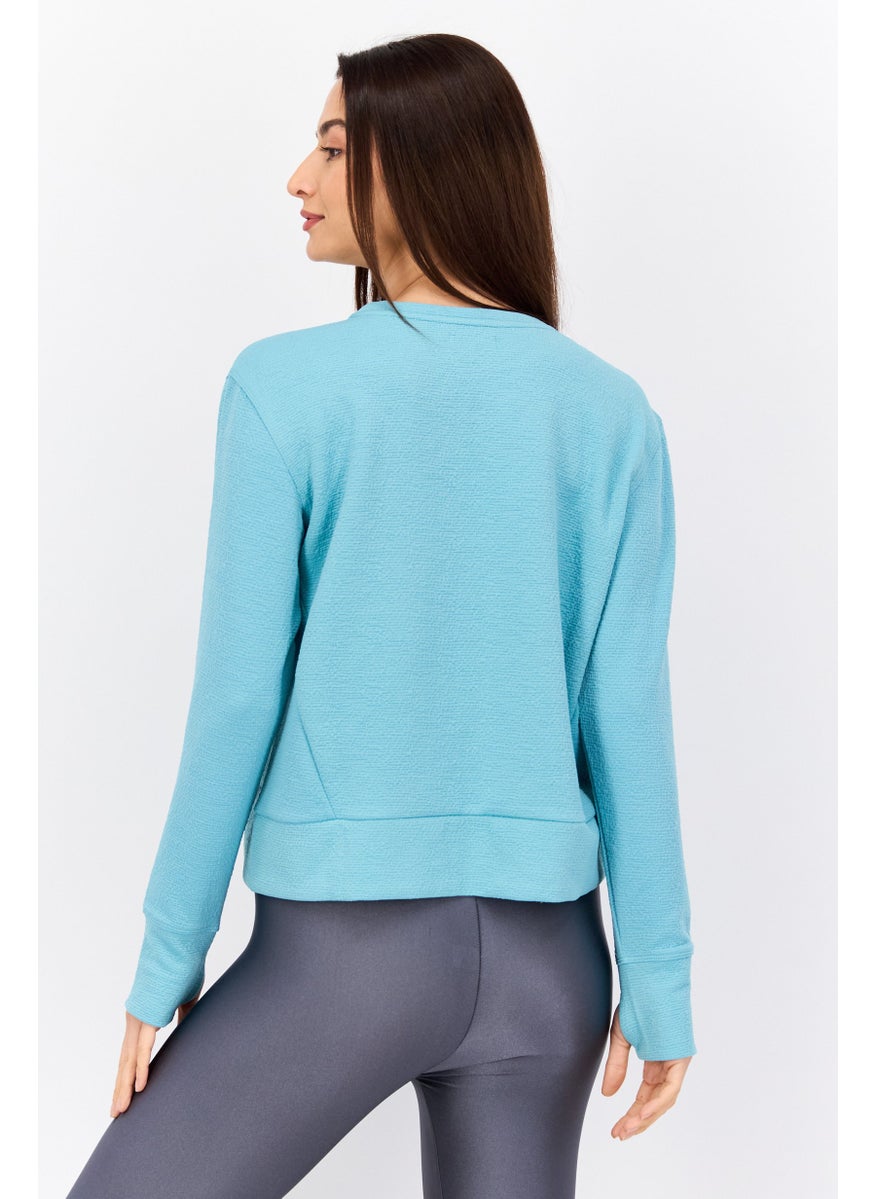 NINE WEST Women Sportswear Fit Long Sleeve Training Top, Turquoise  - Image 3