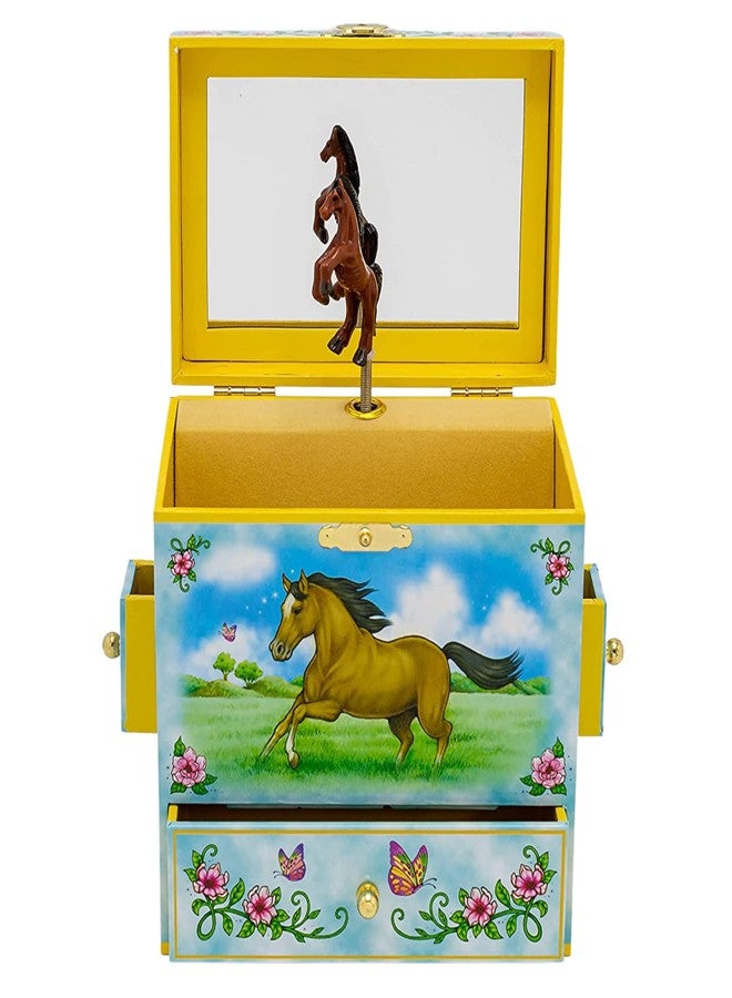 Enchantmints Musical Horse Jewelry Box Horse Spins to Music 4 Pullout Drawers - Image 2