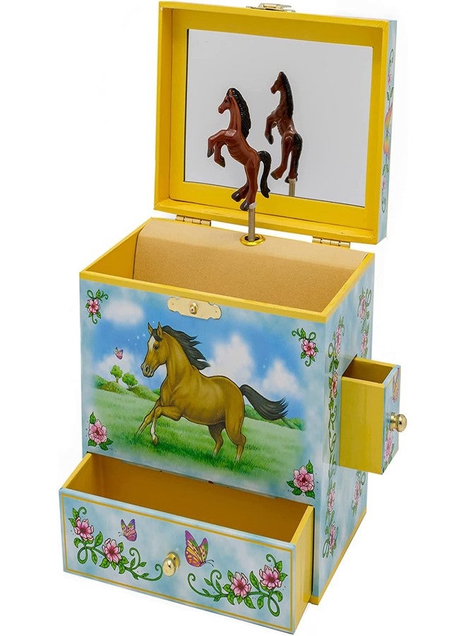 Enchantmints Musical Horse Jewelry Box Horse Spins to Music 4 Pullout Drawers - Image 1