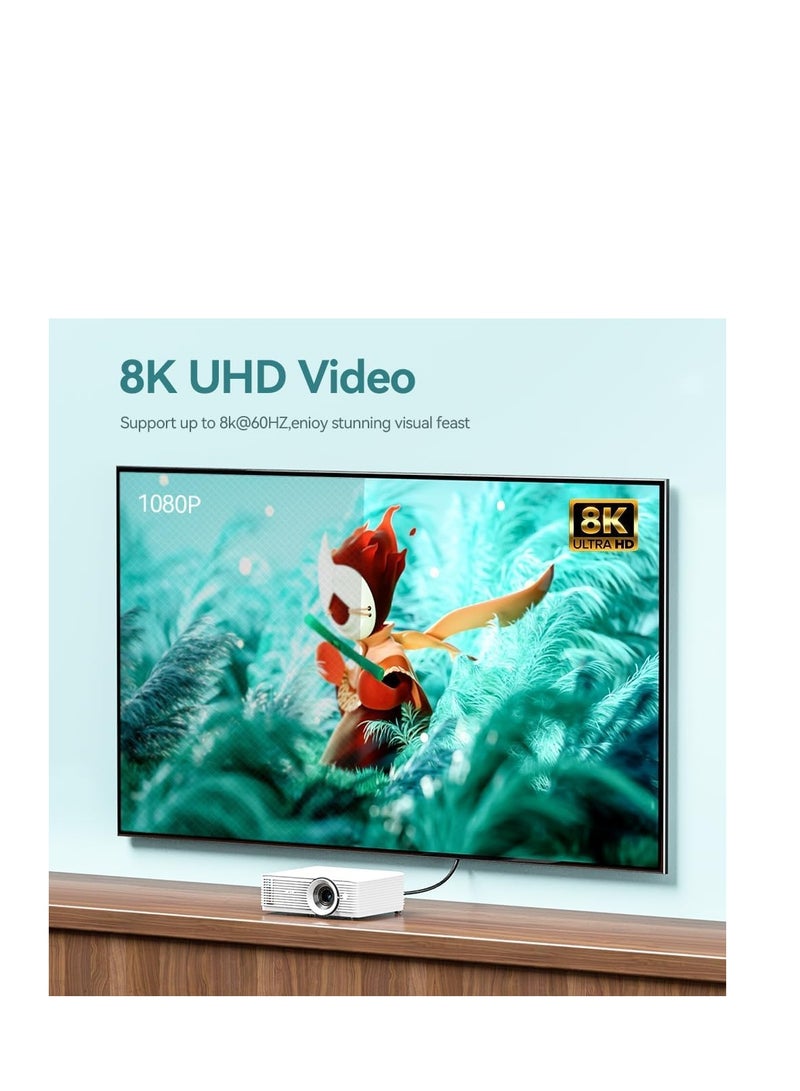 8K HDMI to HDMI Adapter 2.1 Female to Male Connector Supports 8K 60Hz 4K 120Hz 48Gbps for Laptop PC Monitor Roku TV - Image 3