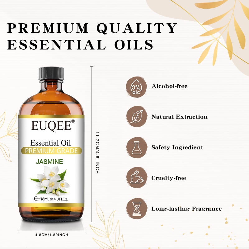 EUQEE Jasmine Essential Oil 118ml Premium Jasmine Oil for Aromatherapy, Diffuser, DIY Soap, Candle Making - 4Fl Oz - Image 5
