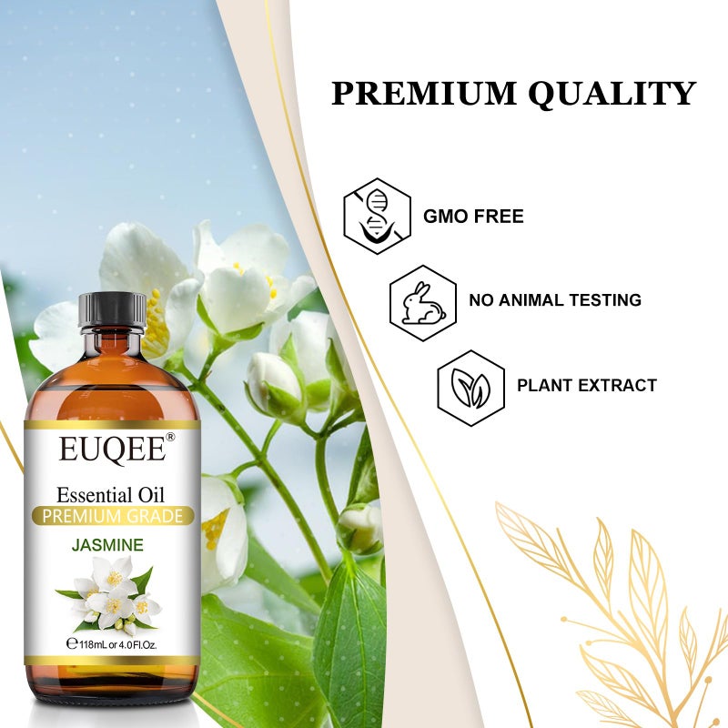 EUQEE Jasmine Essential Oil 118ml Premium Jasmine Oil for Aromatherapy, Diffuser, DIY Soap, Candle Making - 4Fl Oz - Image 3