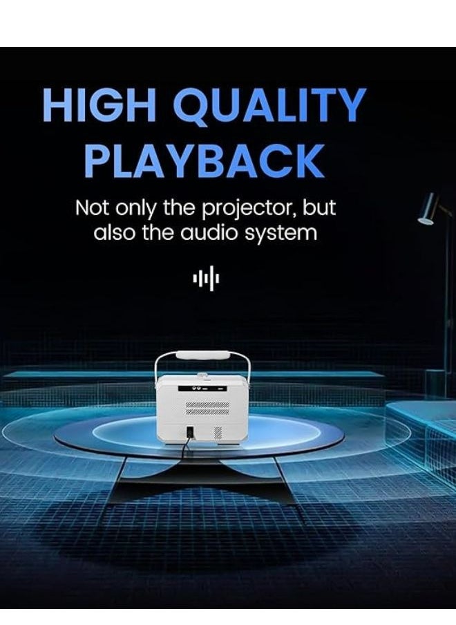 Umiio Q6 Max Smart Portable Projector with Dual Wireless Karaoke Microphones 200" 4K HD Home Theater Android WiFi Bluetooth Projector HDMI/USB Auto Keystone Built-in Speakers