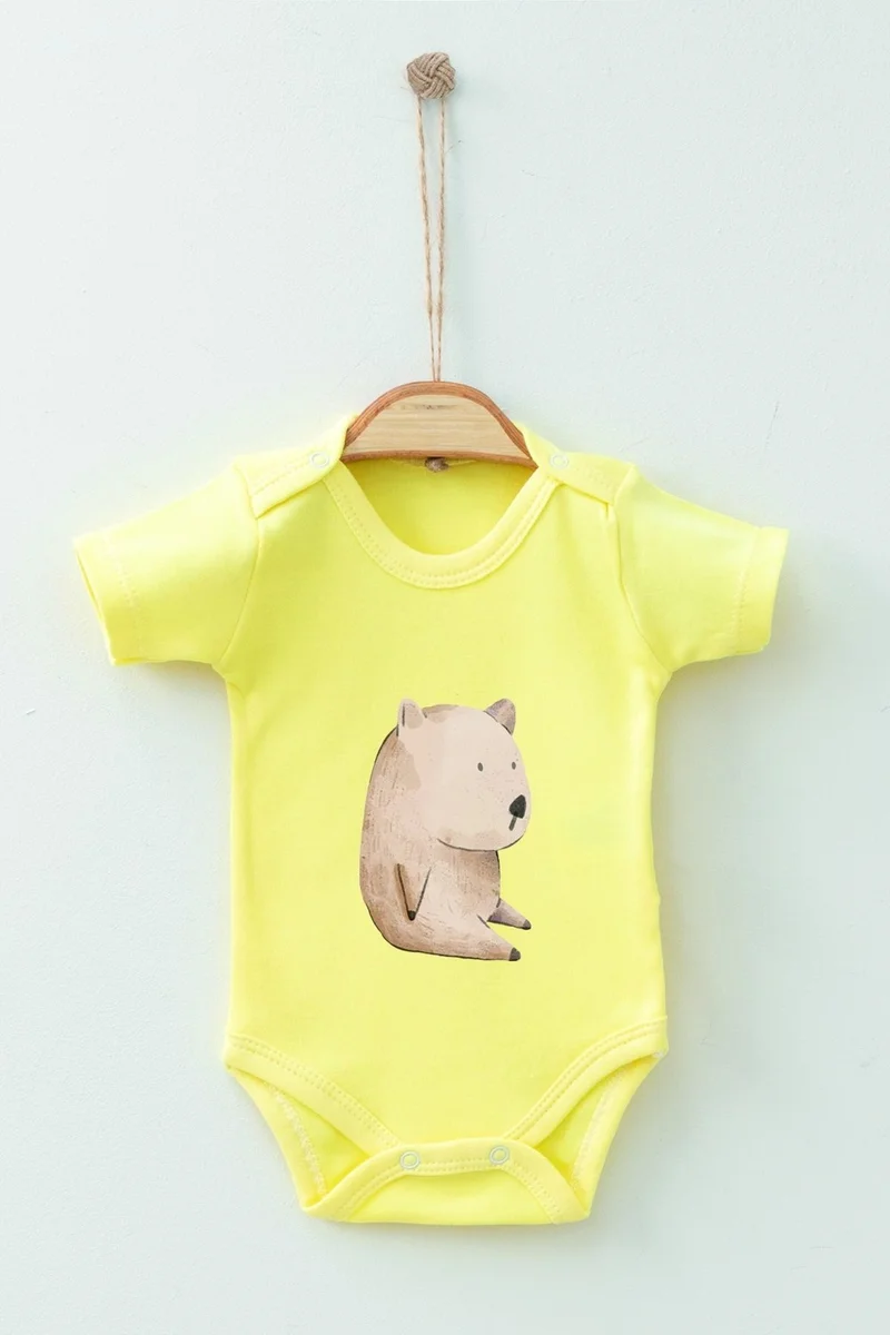 Ada Bebek Çocuk Ada Baby Kids Cotton Organic Watercolor Short Sleeve Bodysuit