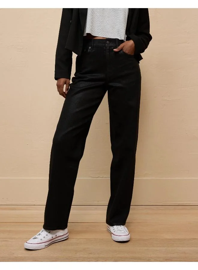 American Eagle AE Stretch Coated Super High-Waisted Baggy Straight Jean