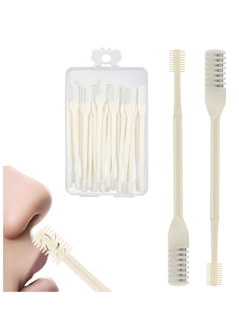 Excefore 24PCS 2 in1 Nose Hair Knife 360 Degree Rotation Shaving with Double Sided Comb Nostril Cleaner, Facial Hair Removel Portable Nose Hair Trimmer (Yellow) - Image 1