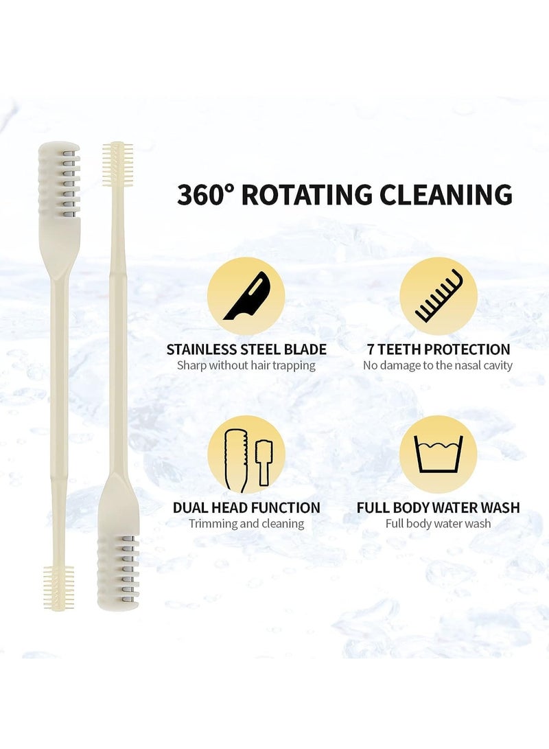 Excefore 24PCS 2 in1 Nose Hair Knife 360 Degree Rotation Shaving with Double Sided Comb Nostril Cleaner, Facial Hair Removel Portable Nose Hair Trimmer (Yellow) - Image 5