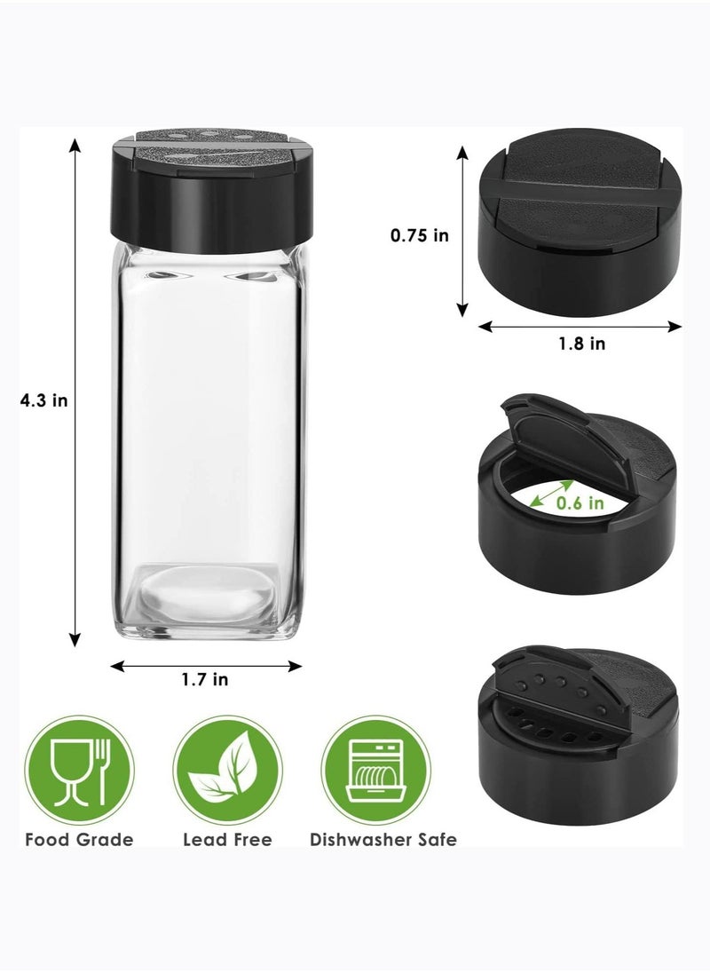 Arabest Spice Jars with Labels, 4 oz Glass Spice Jars with Lids, Spice Box set with Stickers, Collapsible Funnel, Pens (24 PCS Bamboo Lid) (12 PCS Black Shaker Lid) - Image 2