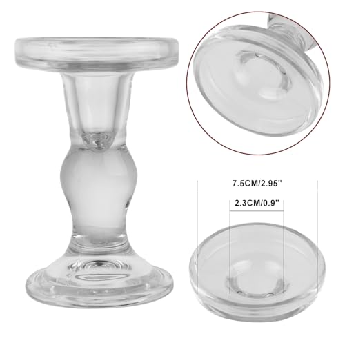 BTGLLAS 6-Piece Set of Glass Candlestick, Crystal Candlestick Holder Holder and Conical Candle, Christmas Candle Holder Decoration, Family Living Room Wedding Candle Holder (Clear 2sets) - Image 4