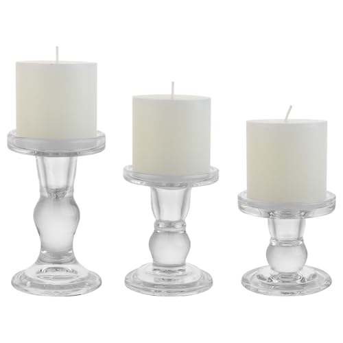 BTGLLAS 6-Piece Set of Glass Candlestick, Crystal Candlestick Holder Holder and Conical Candle, Christmas Candle Holder Decoration, Family Living Room Wedding Candle Holder (Clear 2sets) - Image 2