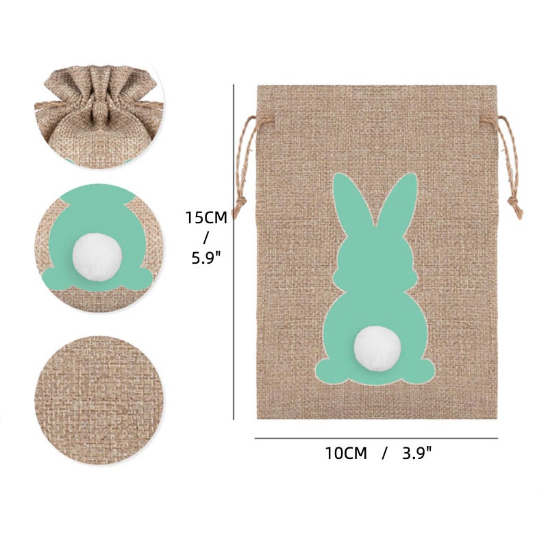 HIPIHOM 24pcs Easter Burlap Bags, Bunny Jute Gift Bags with Drawstring for Candy, Birthday, Wedding Party Favors, Decoration Supplies, 3.9x5.9IN (Brown) - Image 3