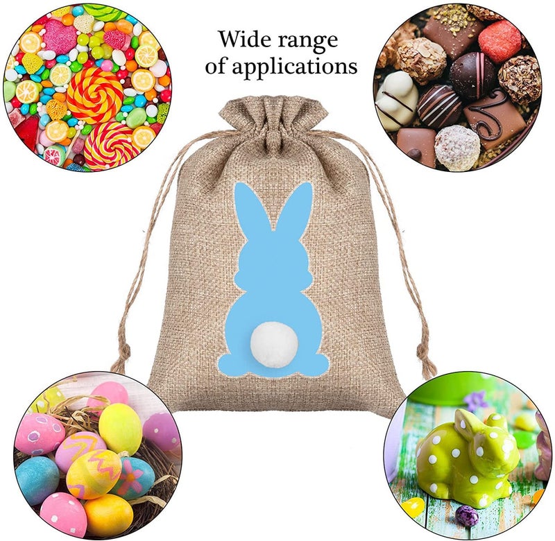 HIPIHOM 24pcs Easter Burlap Bags, Bunny Jute Gift Bags with Drawstring for Candy, Birthday, Wedding Party Favors, Decoration Supplies, 3.9x5.9IN (Brown) - Image 4