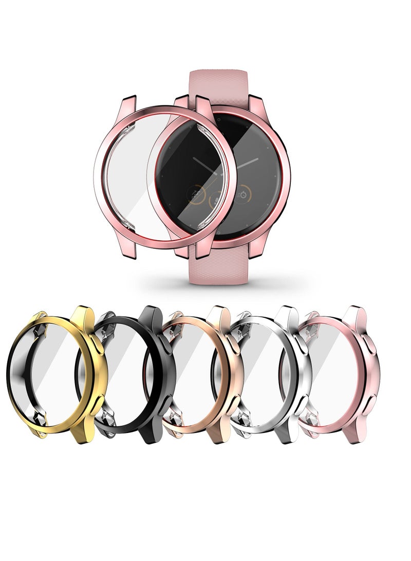 5 Pack Screen Protector Case Compatible with Garmin Vivoactive 4S / Venu 2S 40mm, Soft TPU All-Around Shockproof Bumper Frames (Black+Silver+Gold+Pink+Rose Gold, 40mm) - Image 1