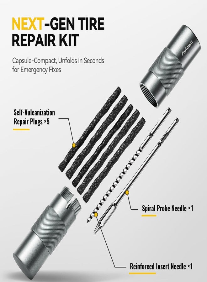 AUTOWN Compact Tire Repair Kit with Plugs Fix Punctures & Plug Flats with Ease - Capsule Style Flat Tire Puncture Repair Kit for Motorcycle, Car, ATV, UTV, Mountain Bike, Etc - Image 2