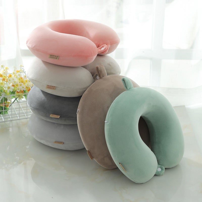 Memory Pillow U-Shaped Pillow Travel Neck Pillow U-Shaped Neck Pillow Logo Embroidery U-Shaped Monochrome Solid Color Memory Foam U-Shaped Pillow - Image 2