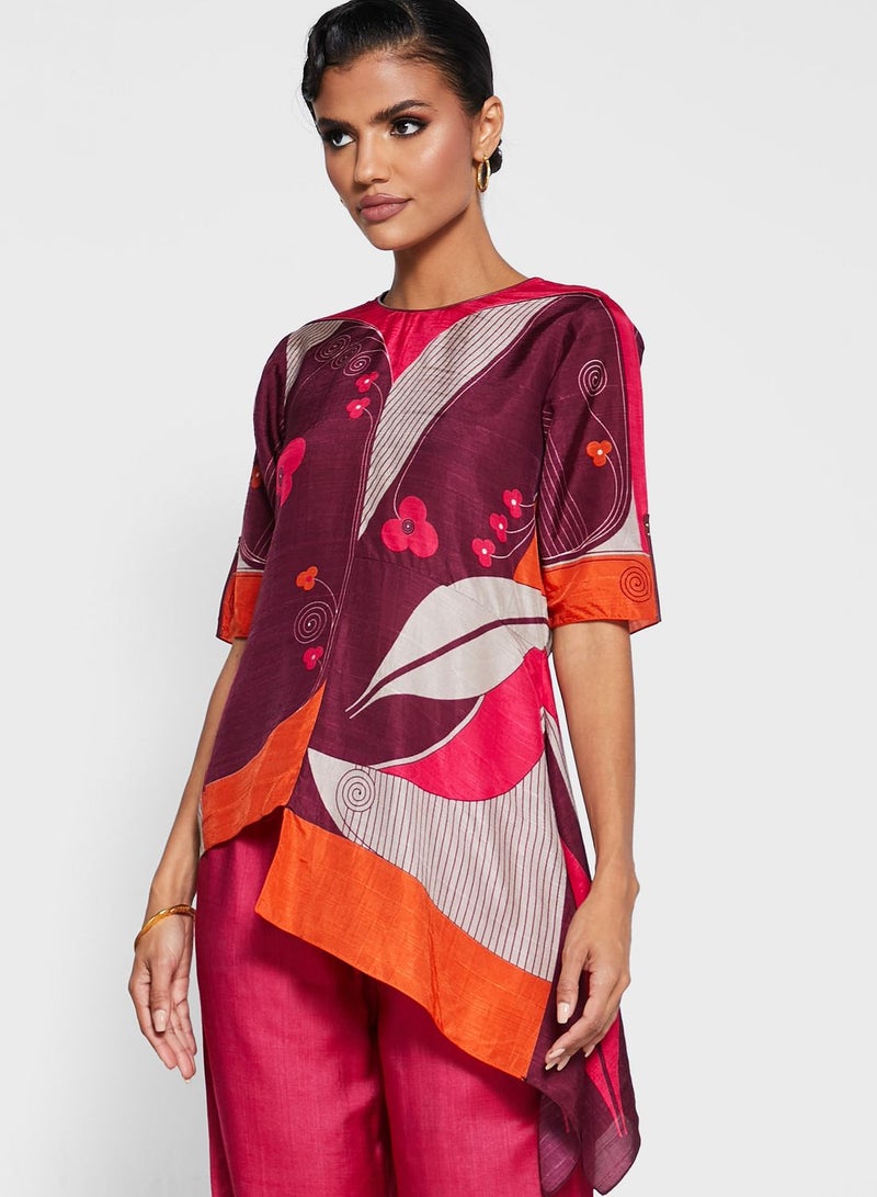 AMPM Asymmetric Printed Short Kiurti - Image 1