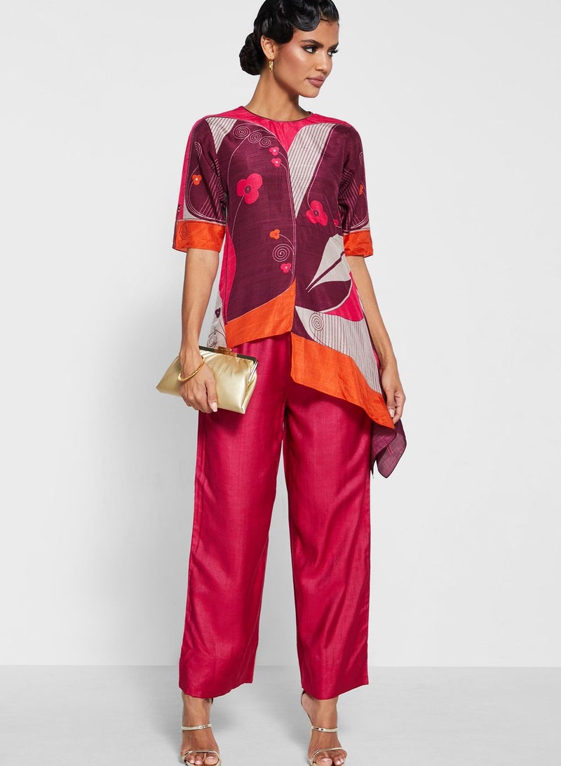 AMPM Asymmetric Printed Short Kiurti - Image 4