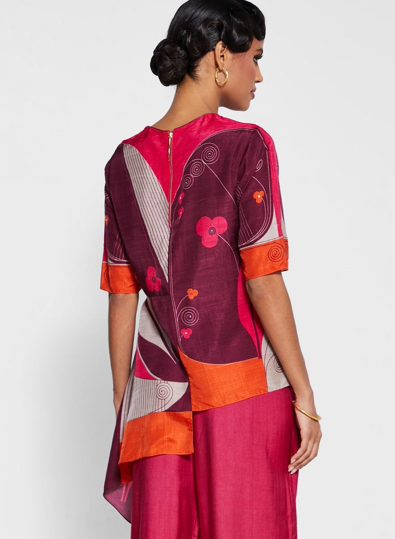 AMPM Asymmetric Printed Short Kiurti - Image 2