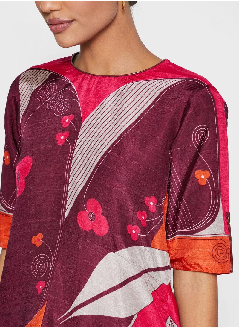 AMPM Asymmetric Printed Short Kiurti