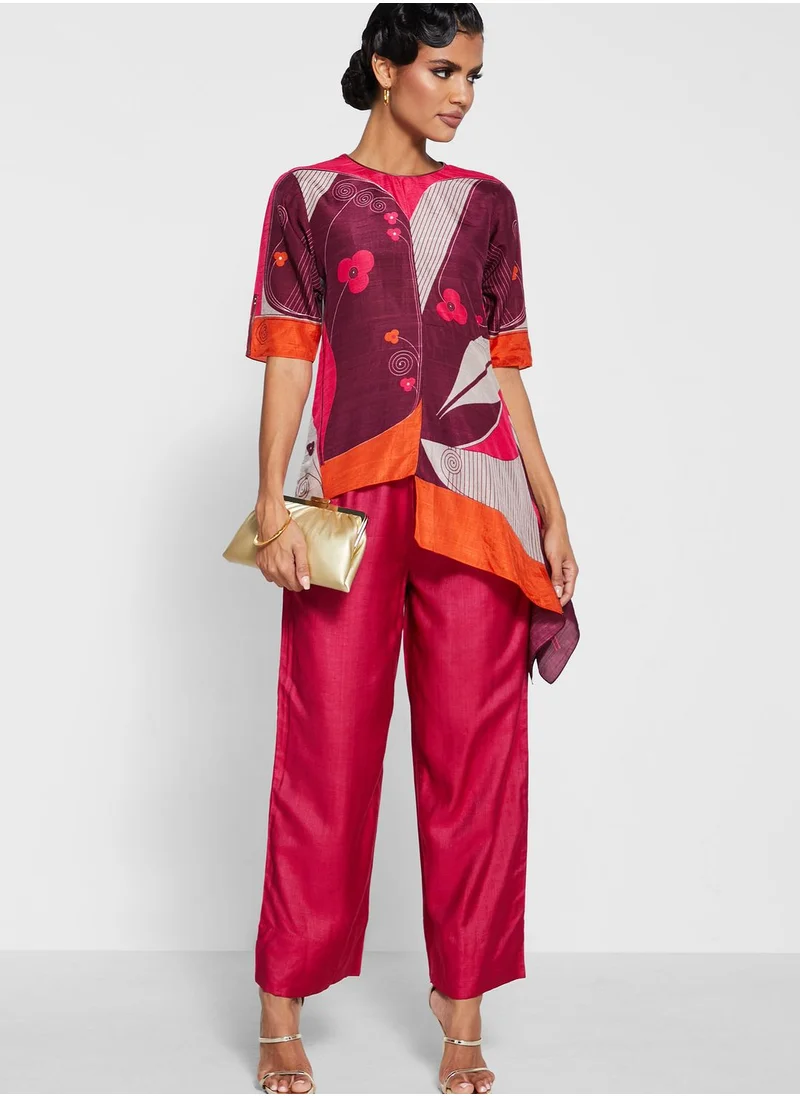 AMPM Asymmetric Printed Short Kiurti