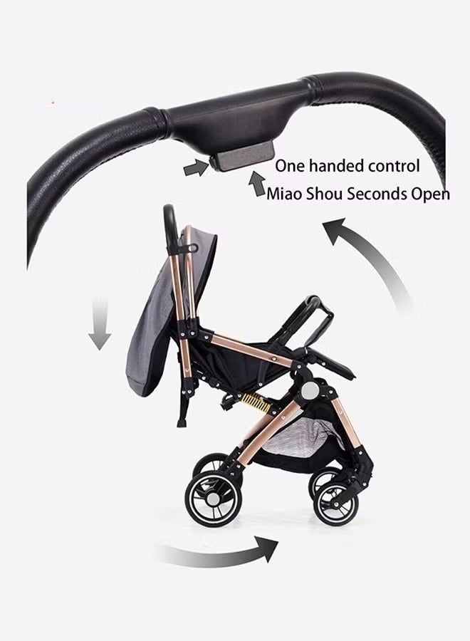 Nadrab Reversible Trip Baby Stroller, Forward & Parent Facing Seat, Shock Absorber, Extra Wide Canopy, 5-Point Safety Harness, Reversible Handlebar, Easy Fold Pram for 0-36 Months Infant, Black - Image 4