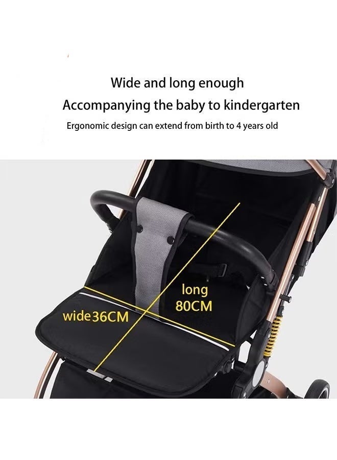 Nadrab Reversible Trip Baby Stroller, Forward & Parent Facing Seat, Shock Absorber, Extra Wide Canopy, 5-Point Safety Harness, Reversible Handlebar, Easy Fold Pram for 0-36 Months Infant, Black - Image 5