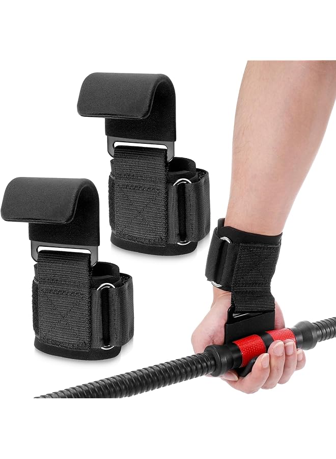 S-TOP Weight Lifting Hooks (Pair), Anti-Rip Nylon Strap with Thick Wrist Padding Heavy Duty Power Wrist Straps Hand Grip Support for Deadlifts Pull U.S Shrugs, Weightlifting Hooks Gym Gloves for Men Women - Image 1