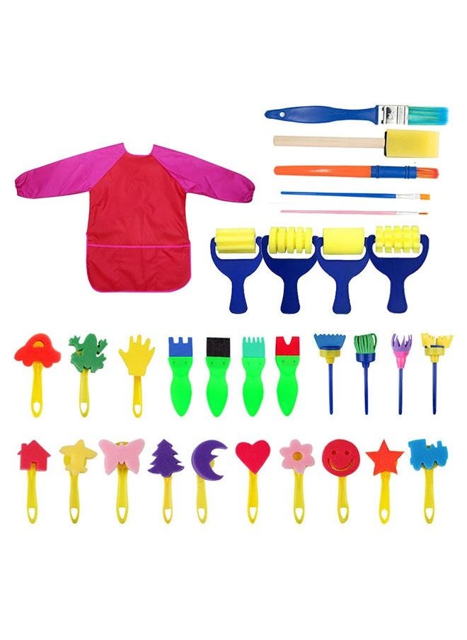 ZCM-HAPPY - 31-Piece Children's Early Education Drawing Graffiti Sponge Brush and Stamp Pen Set - Image 1