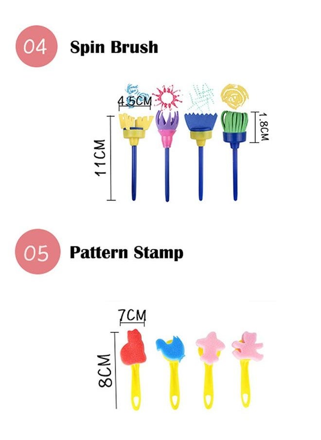 ZCM-HAPPY - 31-Piece Children's Early Education Drawing Graffiti Sponge Brush and Stamp Pen Set - Image 1