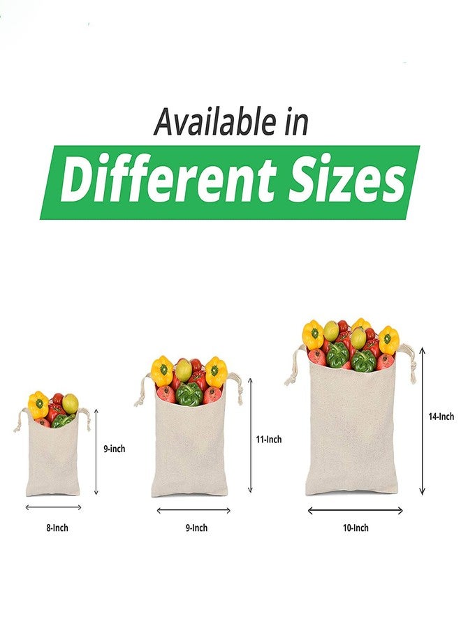 Nirvik 100% Cotton Set of 6 Reusable Fridge Storage Bags for Vegetables and Fruits Quality Multipurpose Eco Friendly (2 Large, 2 Medium & 2 Small Size Bags) - Image 2