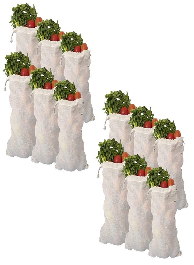 Nirvik 100% Cotton Set of 6 Reusable Fridge Storage Bags for Vegetables and Fruits Quality Multipurpose Eco Friendly (2 Large, 2 Medium & 2 Small Size Bags) - Image 1